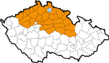 kraje Ústecký, Liberecký, Královehradecký, okresy Praha – východ, Mělník, Kolín, Kutná Hora, Nymburk, Mladá Boleslav, Pardubice, Chrudim, Ústí nad Orlicí, Svitavy, Kladno, Rakovník, dále pak městské části Praha 1, Praha 3, Praha 6, Praha 7, Praha 8, Praha 9, Praha 14, Praha 18, Praha 19, Praha 20, Praha 21.